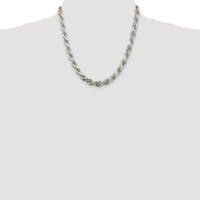 Sterling Silver Rhodium-Plated 7.8mm Diamond-Cut Rope Chain - 20 Inches by Lumare Gioia
