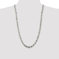 Sterling Silver Rhodium-Plated 7.8mm Diamond-Cut Rope Chain Necklace - 28 Inches by Lumare Gioia