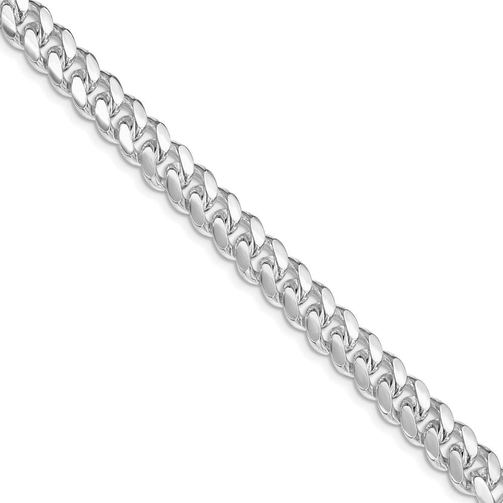 Sterling Silver Rhodium-Plated 7.8mm Polished Domed Curb Chain - 24 Inches by Lumare Gioia