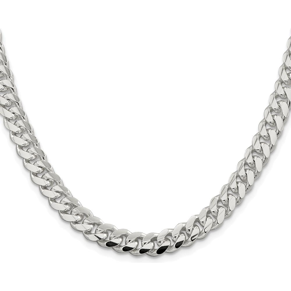 Sterling Silver Rhodium-Plated 7.8mm Polished Domed Curb Chain - 24 Inches by Lumare Gioia
