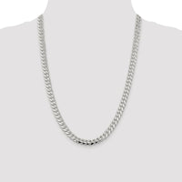 Sterling Silver Rhodium-Plated 7.8mm Polished Domed Curb Chain - 24 Inches by Lumare Gioia