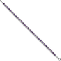 Sterling Silver Rhodium-Plated 7-inch Amethyst and Diamond Bracelet - 0.135 Carat Total Amethyst Weight, 0.01 Carat Total Diamond Weight by 0