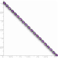 Sterling Silver Rhodium-Plated 7-inch Amethyst and Diamond Bracelet - 0.135 Carat Total Amethyst Weight, 0.01 Carat Total Diamond Weight by 0
