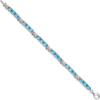 Sterling Silver Rhodium-Plated 7-Inch Bracelet with 18 Oval Swiss Blue Topaz Stones - 0.513 Carat Total Gem Weight by 0