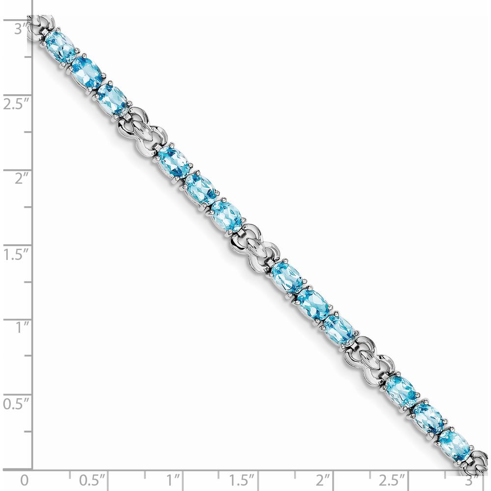 Sterling Silver Rhodium-Plated 7-Inch Bracelet with 18 Oval Swiss Blue Topaz Stones - 0.513 Carat Total Gem Weight by 0