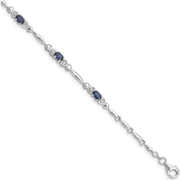 Sterling Silver Rhodium-Plated 7-Inch Sapphire and Diamond Tennis Bracelet - 0.316 Carat Sapphire, 0.01 Carat Diamond Total Weight by 0