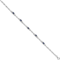 Sterling Silver Rhodium-Plated 7-Inch Sapphire and Diamond Tennis Bracelet - 0.316 Carat Sapphire, 0.01 Carat Diamond Total Weight by 0