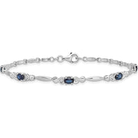Sterling Silver Rhodium-Plated 7-Inch Sapphire and Diamond Tennis Bracelet - 0.316 Carat Sapphire, 0.01 Carat Diamond Total Weight by 0