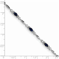 Sterling Silver Rhodium-Plated 7-Inch Sapphire and Diamond Tennis Bracelet - 0.316 Carat Sapphire, 0.01 Carat Diamond Total Weight by 0