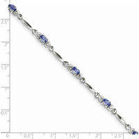 Sterling Silver Rhodium-Plated 7-Inch Tanzanite and Diamond Bracelet - 0.216 Carat Tanzanite, 0.005 Carat Diamond by 0