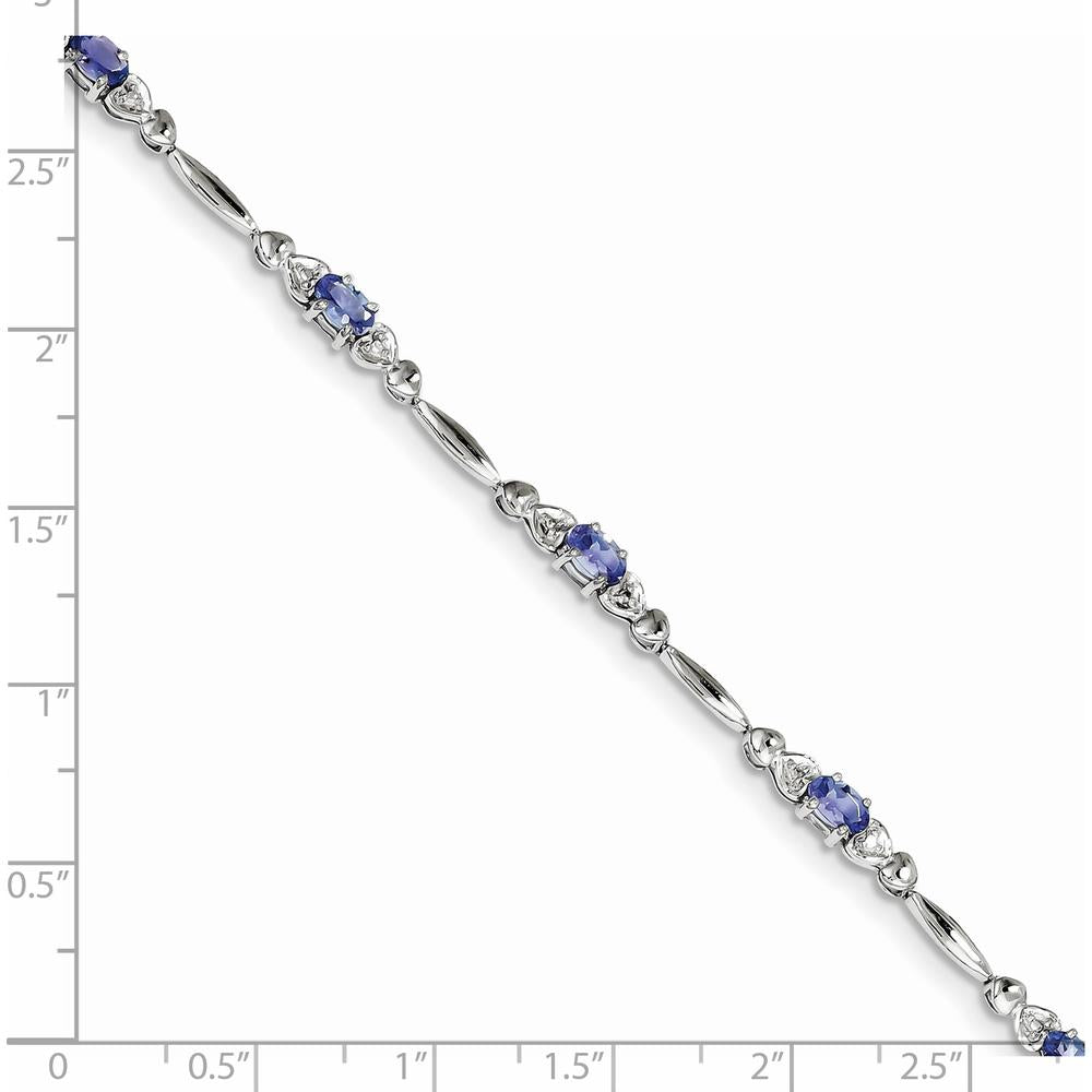 Sterling Silver Rhodium-Plated 7-Inch Tanzanite and Diamond Bracelet - 0.216 Carat Tanzanite, 0.005 Carat Diamond by 0