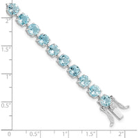 Sterling Silver Rhodium-Plated 7-Inch Tennis Bracelet with 30 Round Swiss Blue Topaz Stones - 7.5 Carat Total Gem Weight by 0