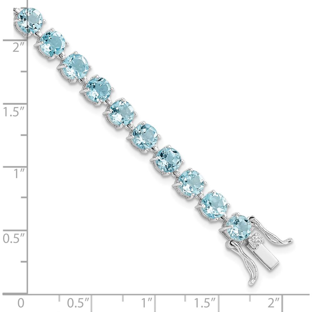 Sterling Silver Rhodium-Plated 7-Inch Tennis Bracelet with 30 Round Swiss Blue Topaz Stones - 7.5 Carat Total Gem Weight by 0