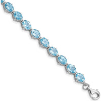 Sterling Silver Rhodium-Plated 7-inch Tennis Bracelet with Swiss Blue Topaz - 18.9 Carat Total Gem Weight by 0