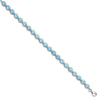 Sterling Silver Rhodium-Plated 7-inch Tennis Bracelet with Swiss Blue Topaz - 18.9 Carat Total Gem Weight by 0