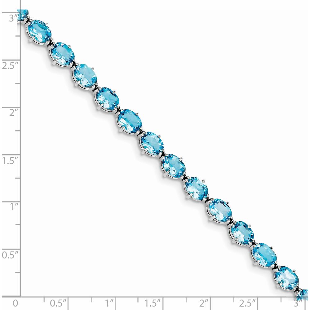 Sterling Silver Rhodium-Plated 7-inch Tennis Bracelet with Swiss Blue Topaz - 18.9 Carat Total Gem Weight by 0