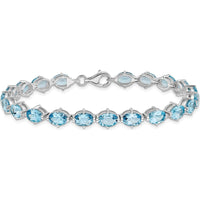 Sterling Silver Rhodium-Plated 7-inch Tennis Bracelet with Swiss Blue Topaz - 18.9 Carat Total Gem Weight by 0
