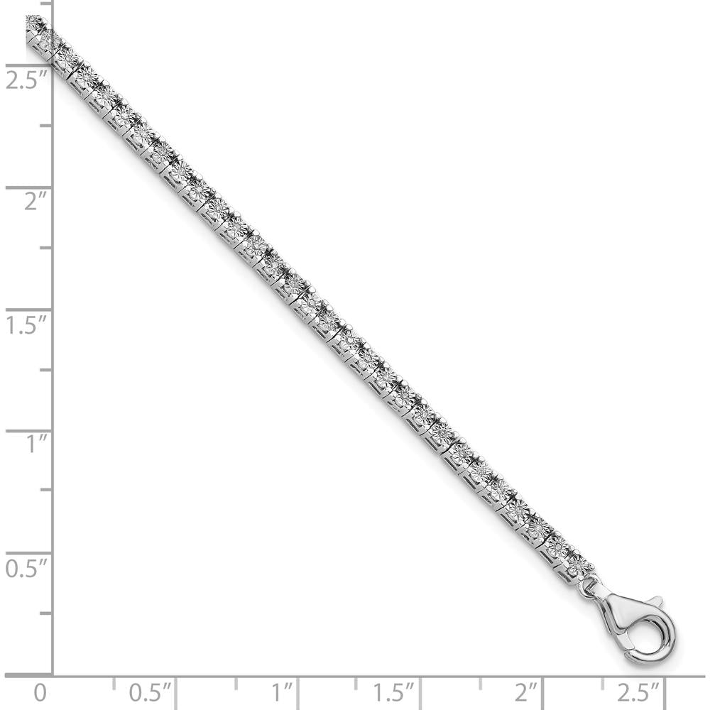 Sterling Silver Rhodium-Plated 7" Tennis Bracelet with Natural Diamonds - 0.20 Carat Total Diamond Weight by Lumare Gioia