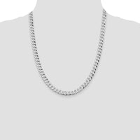 Sterling Silver Rhodium-Plated 7mm Beveled Curb Chain - 22" Length by Lumare Gioia