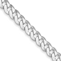 Sterling Silver Rhodium-Plated 7mm Beveled Curb Chain Necklace - 24 Inches by Lumare Gioia