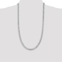 Sterling Silver Rhodium-Plated 7mm Beveled Curb Chain Necklace - 28 Inches by Lumare Gioia