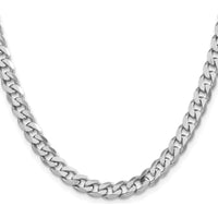 Sterling Silver Rhodium-Plated 7mm Curb Chain Necklace - 16 inches by Lumare Gioia