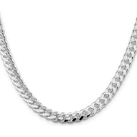 Sterling Silver Rhodium-Plated 7mm Diamond-Cut Curb Chain Necklace - 20" Length by Lumare Gioia