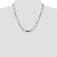 Sterling Silver Rhodium-Plated 7mm Diamond-Cut Curb Chain Necklace - 20" Length by Lumare Gioia