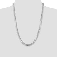 Sterling Silver Rhodium-Plated 7mm Diamond-Cut Curb Chain Necklace - 24 inches by Lumare Gioia