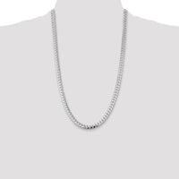 Sterling Silver Rhodium-Plated 7mm Domed Diamond-Cut Curb Chain Necklace - 26 Inches by Lumare Gioia