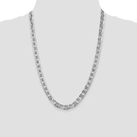 Sterling Silver Rhodium-Plated 7mm Flat Anchor Chain Necklace - 24 Inches by Lumare Gioia