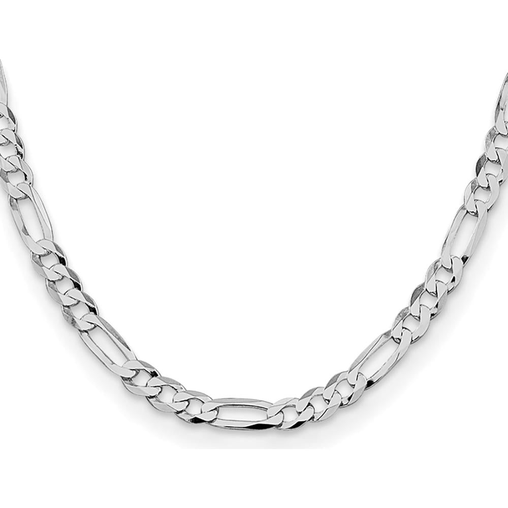 Sterling Silver Rhodium-Plated 7mm Flat Figaro Chain - 22 Inches, Lightweight and Polished Finish by Lumare Gioia