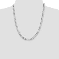 Sterling Silver Rhodium-Plated 7mm Flat Figaro Chain - 22 Inches, Lightweight and Polished Finish by Lumare Gioia