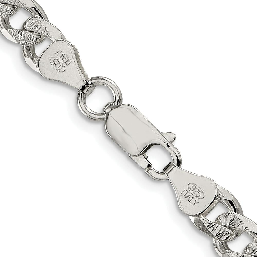 Sterling Silver Rhodium-Plated 7mm Pavé Curb Chain - 26 Inches by Lumare Gioia