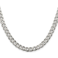 Sterling Silver Rhodium-Plated 7mm Pave Curb Chain Necklace - 18 inches by Lumare Gioia