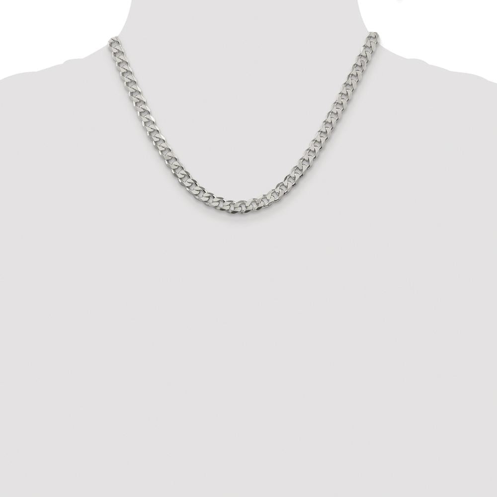 Sterling Silver Rhodium-Plated 7mm Pave Curb Chain Necklace - 18 inches by Lumare Gioia