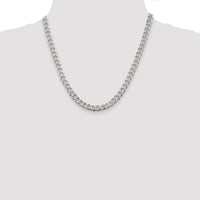 Sterling Silver Rhodium-Plated 7mm Pavé Curb Chain Necklace - 20 Inches by Lumare Gioia