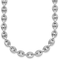 Sterling Silver Rhodium-Plated 7mm Puffed Mariner Link Necklace - 18" by Lumare Gioia