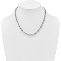 Sterling Silver Rhodium-Plated 7mm Puffed Mariner Link Necklace - 18" by Lumare Gioia