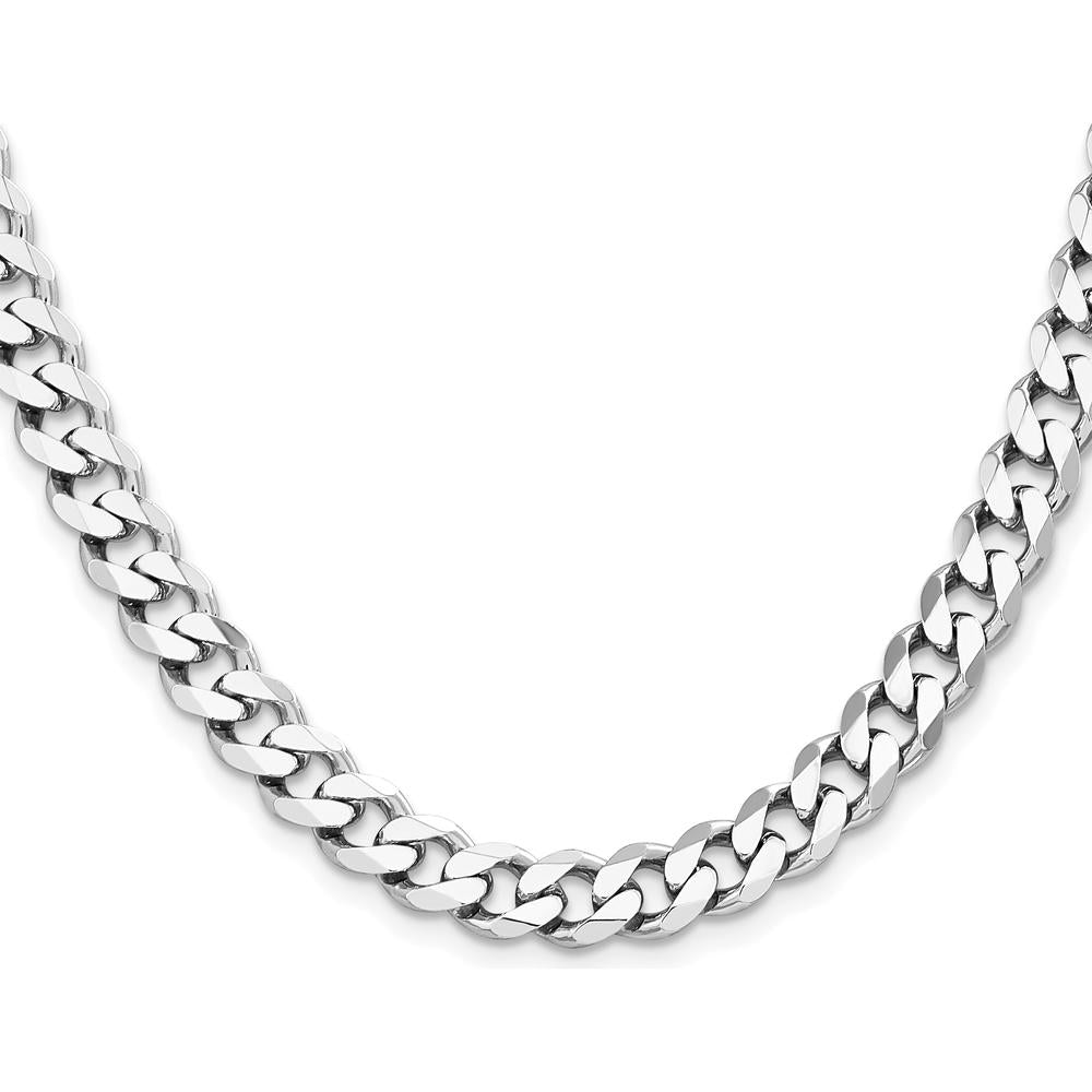 Sterling Silver Rhodium-Plated 8.3mm Curb Chain - 20" Length with Lobster Clasp by Lumare Gioia
