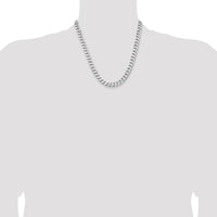 Sterling Silver Rhodium-Plated 8.3mm Curb Chain - 20" Length with Lobster Clasp by Lumare Gioia