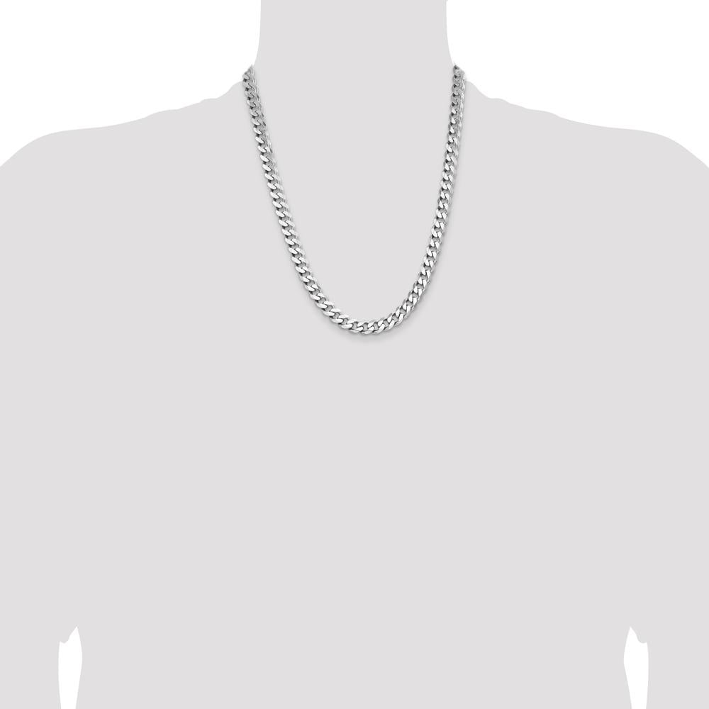 Sterling Silver Rhodium-Plated 8.3mm Curb Chain - 22 Inches Length by Lumare Gioia