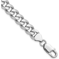 Sterling Silver Rhodium-Plated 8.3mm Curb Chain Bracelet - 9in Length by Lumare Gioia