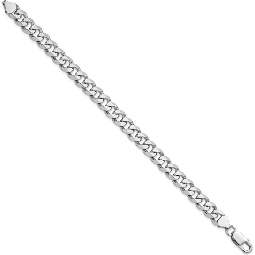 Sterling Silver Rhodium-Plated 8.3mm Curb Chain Bracelet - 9in Length by Lumare Gioia