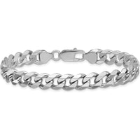 Sterling Silver Rhodium-Plated 8.3mm Curb Chain Bracelet - 9in Length by Lumare Gioia
