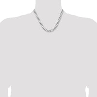 Sterling Silver Rhodium-Plated 8.3mm Curb Chain Necklace - 18 Inch Length by Lumare Gioia