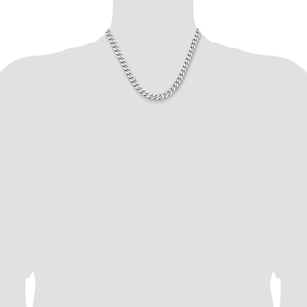 Sterling Silver Rhodium-Plated 8.3mm Curb Chain Necklace - 18 Inch Length by Lumare Gioia