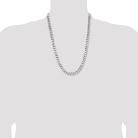 Sterling Silver Rhodium-Plated 8.3mm Curb Chain Necklace - 24 Inch by Lumare Gioia