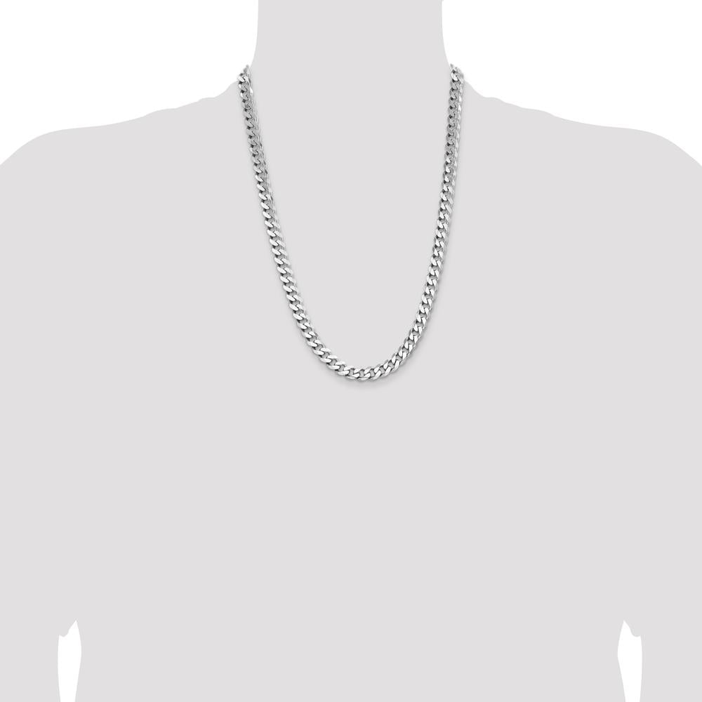 Sterling Silver Rhodium-Plated 8.3mm Curb Chain Necklace - 24 Inch by Lumare Gioia