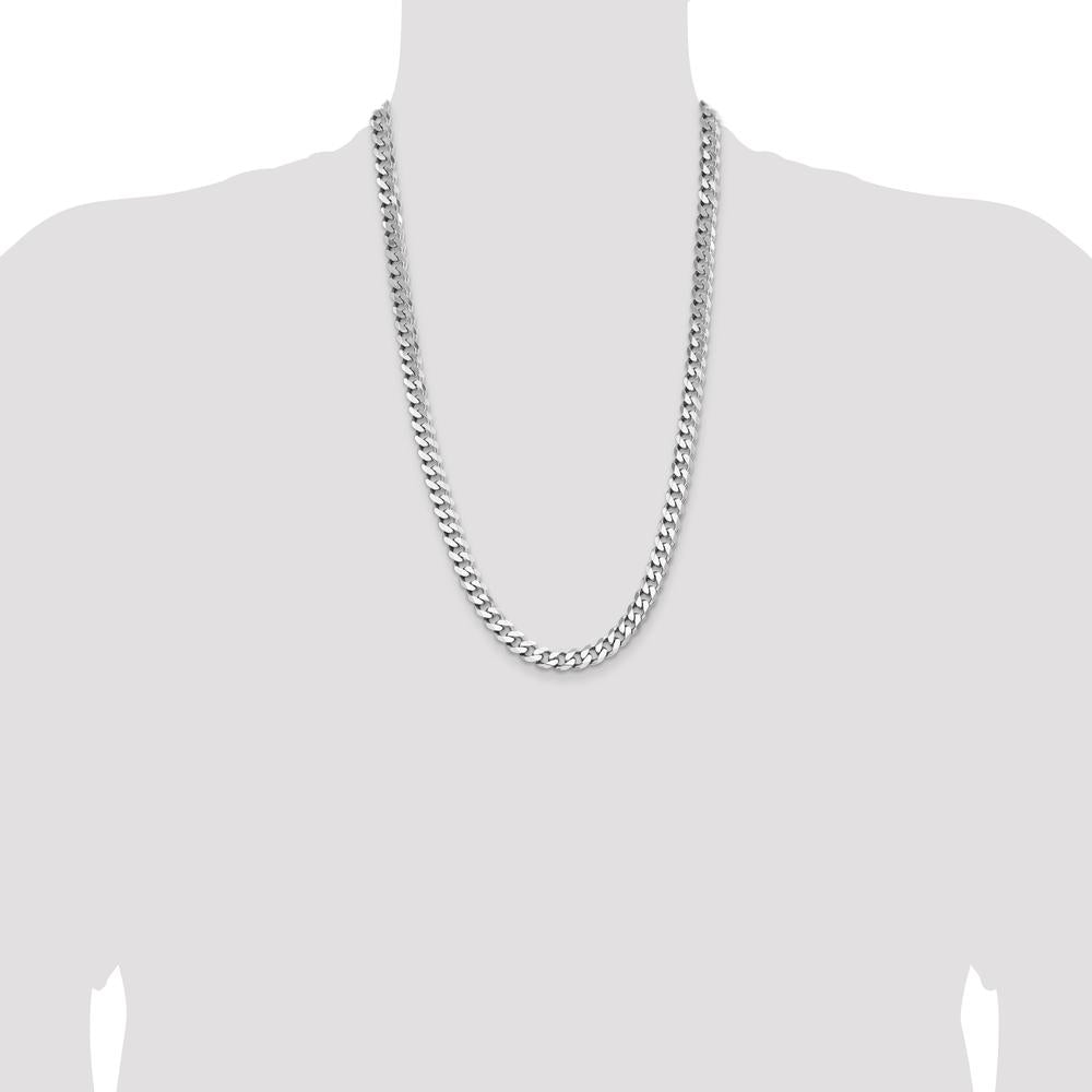 Sterling Silver Rhodium-Plated 8.3mm Curb Chain Necklace - 26 inches by Lumare Gioia